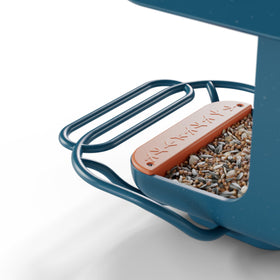 BirdBuddy blue perch extender is weatherproof and durable for outdoor use.