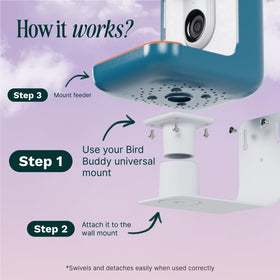 BirdBuddy Wall Mount features inner and outer slots for diverse surfaces.