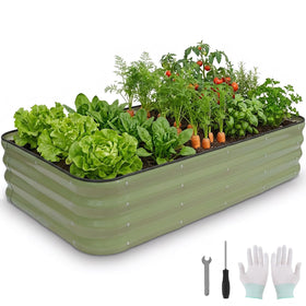 BIRDSINYARD 4-in-1 galvanized raised bed assembly demonstrates sturdy modular design for easy setup