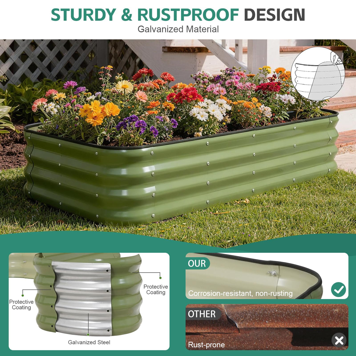 BIRDSINYARD 4x4x1ft modular bed enables larger planting area