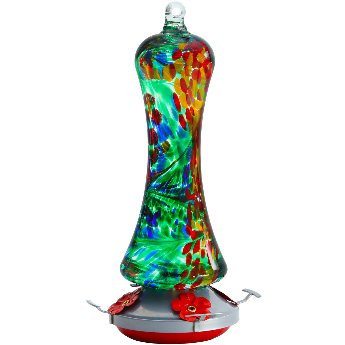Birdkiss glass hummingbird feeder with ant moat for outdoor feeding and mess control