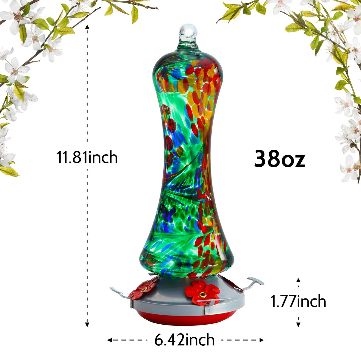 Birdkiss glass hummingbird feeder wide mouth design for easy filling and checking nectar