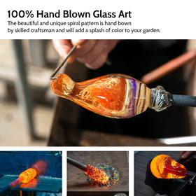 Birdkiss hand blown glass with vivid colors attracts hummingbirds visually