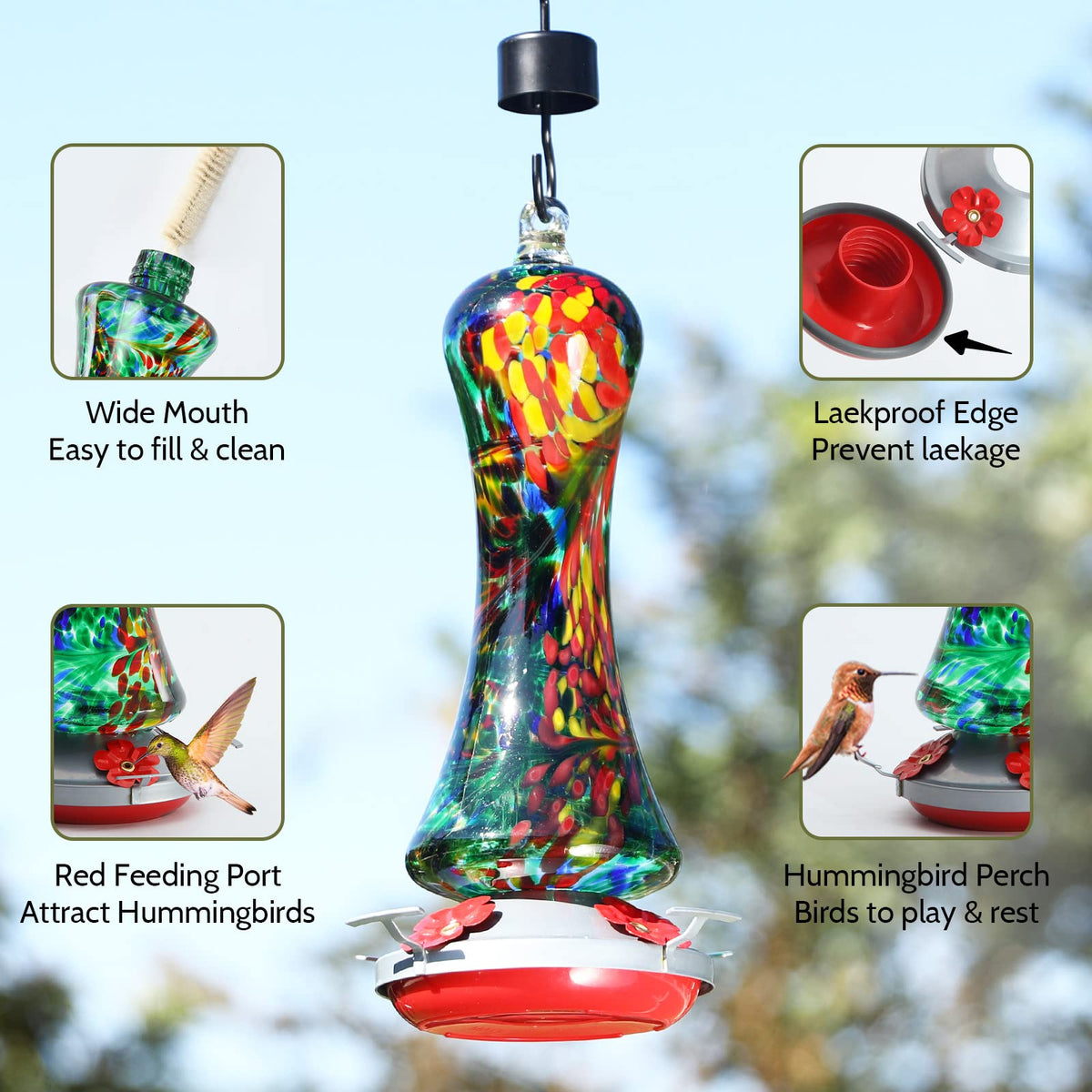 Birdkiss window hanging hummingbird feeder fit for close viewing and décor