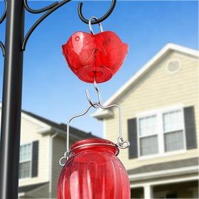 Transparent red 3 oz reservoir shows water level at a glance.