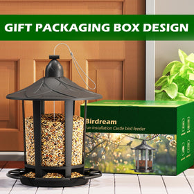 Birdream transparent panel highlights seed level for easy refills
