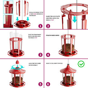 Birdream Castle Bird Feeder transparent panels enable easy monitoring.