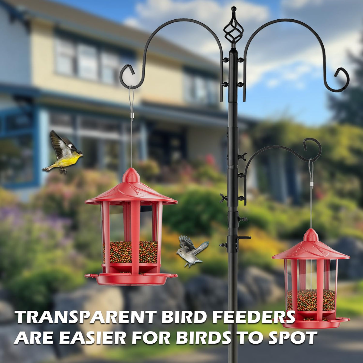 Birdream Castle Bird Feeder withstands outdoor weather for year-round use.