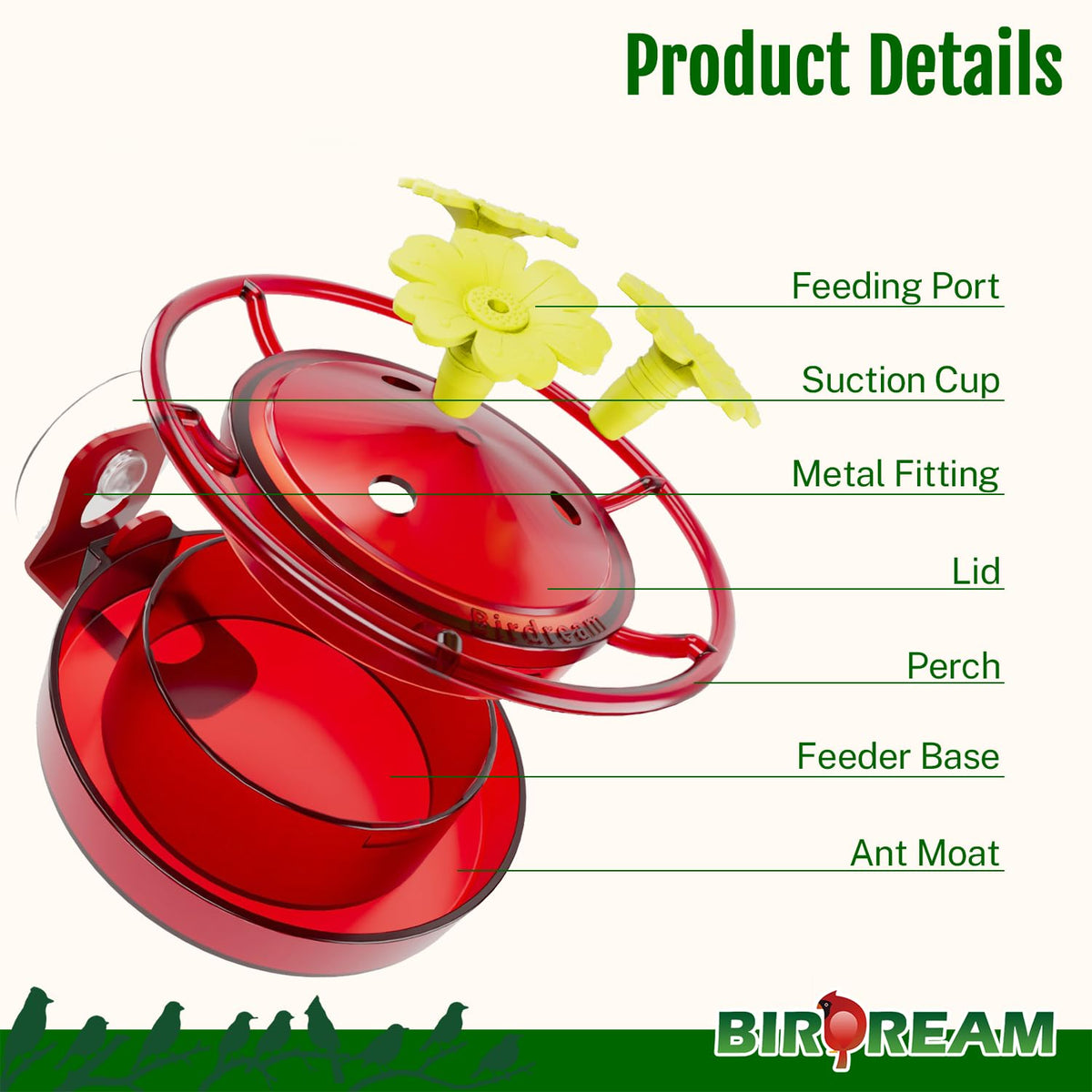 Durable plastic construction provides lightweight outdoor use.
