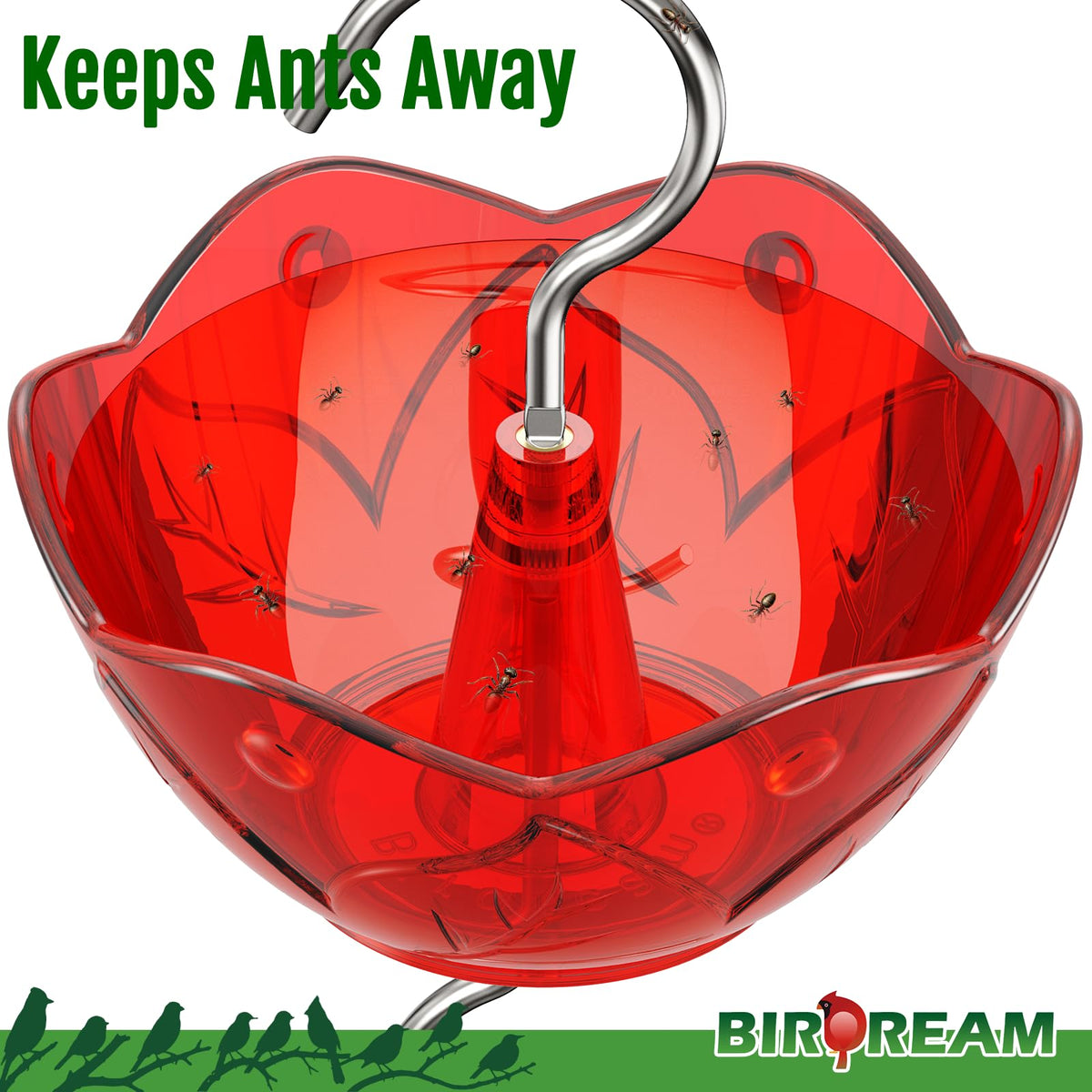 Easy 4 pack assembly for quick setup on outdoor feeders.
