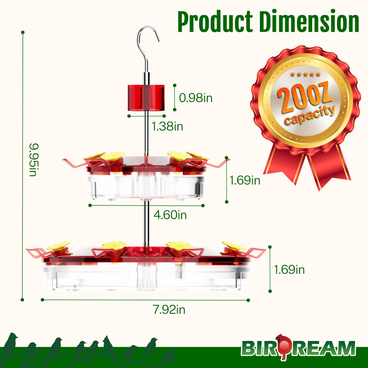 Easy to assemble and clean, ideal for regular outdoor feeding with Birdream feeder.