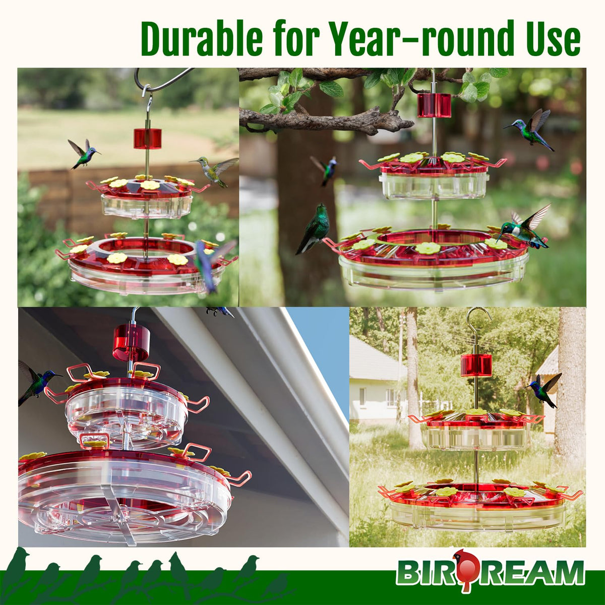 Birdream stainless steel pole provides stable support for two tiers.