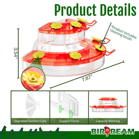 Birdream feeder with two strong suction cups holds up to 20 pounds