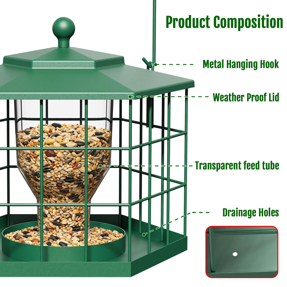 Birdream flip-top lid makes refilling quick and clean for busy feeders.