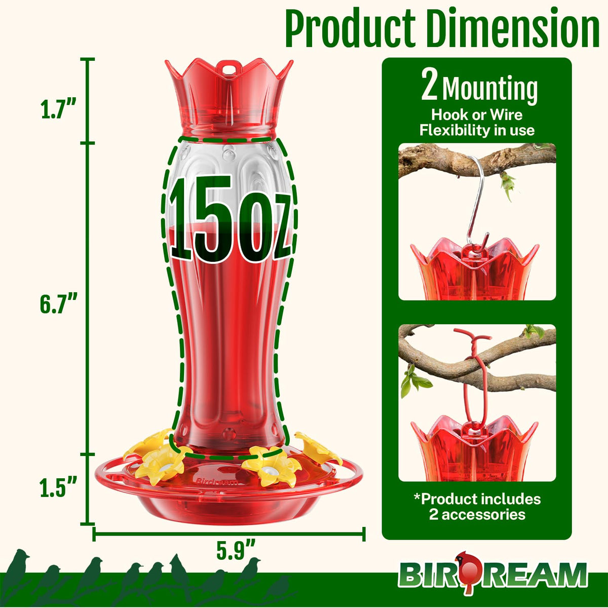 Birdream gift-ready hummingbird feeder suitable for bird lovers and gardeners