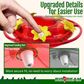 Birdream hanging hummingbird feeder wide-mouth design for easy cleaning
