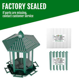 Birdream pagoda green feeder with transparent panel, easy seed monitoring