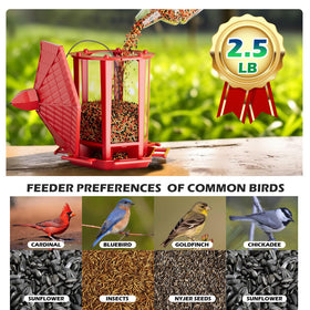 Closeup of Birdream red pagoda feeder highlighting its charming design