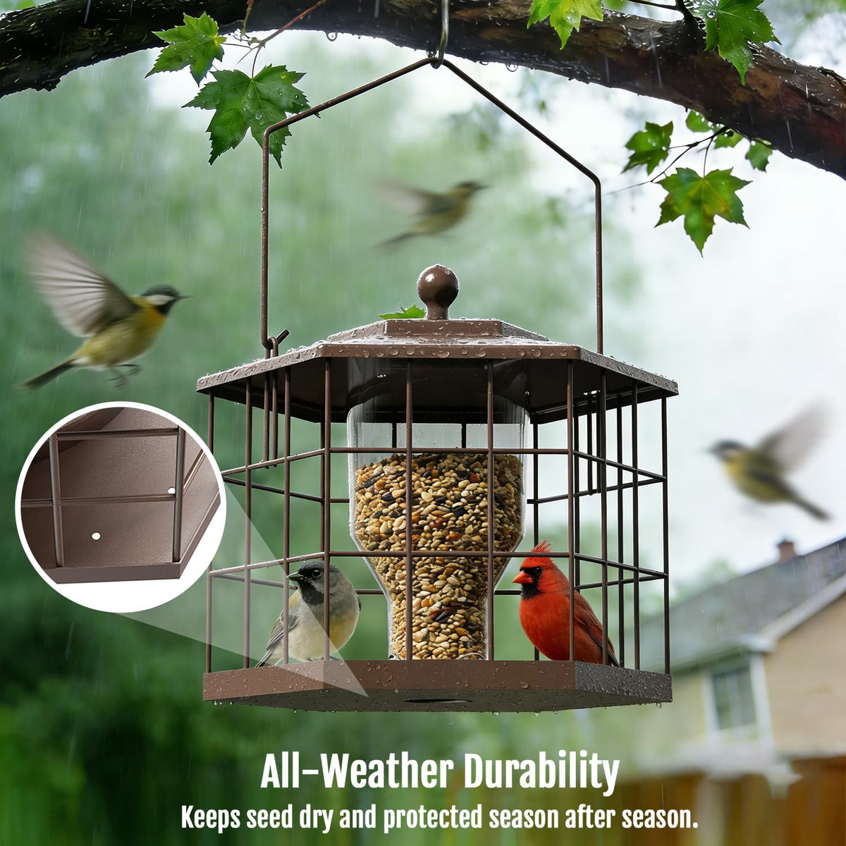 Birdream Squirrel Proof Feeder – seed tray designed to reduce spills.