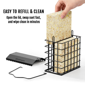 Birdream suet feeder easy refill design lets you lift the roof quickly.