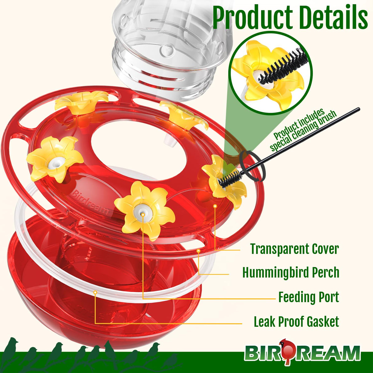 Birdream weather-resistant plastic feeder designed for outdoor use in any season