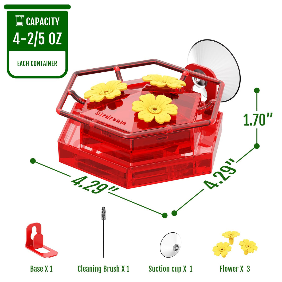 Birdream feeder with leak-resistant design and flip-top lid to reduce drips