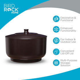 Birdrock Home hose holder pot inlet port eases hose feeding and setup.
