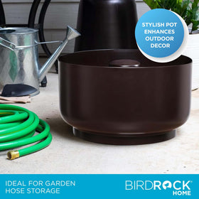 Birdrock Home hose holder pot lid closes storage neatly.