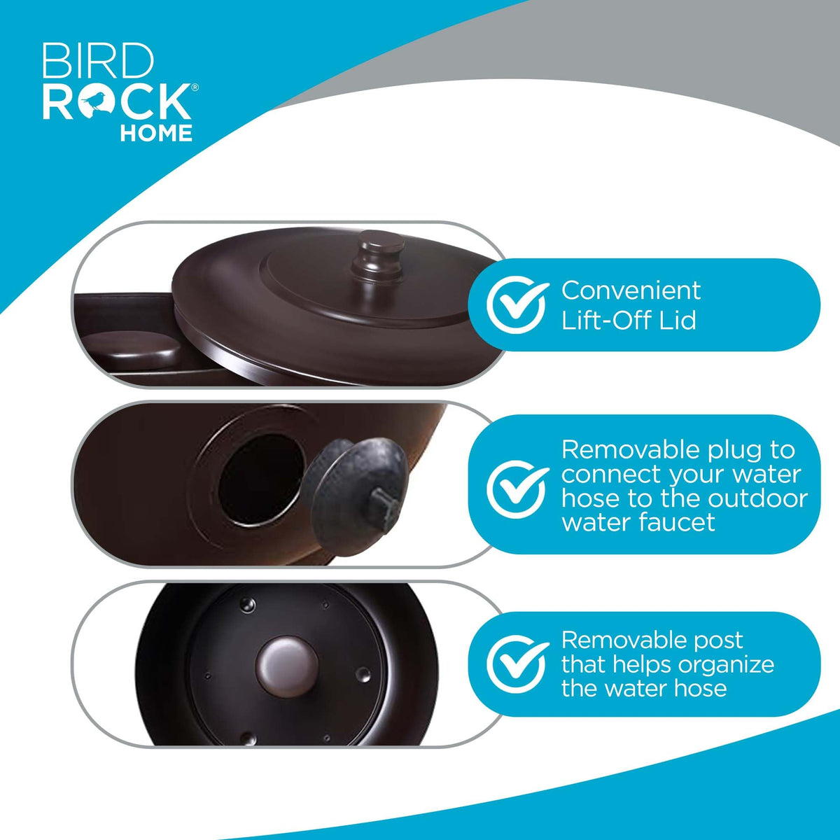 Birdrock Home hose holder pot oil-rubbed bronze finish adds elegant outdoor decor.