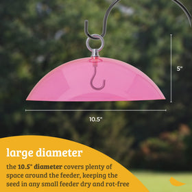 Birds Choice Hanging Feeder Protector keeps seeds dry while birds feed.