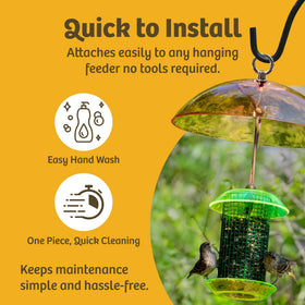 Birds Choice Large Diameter Dome surrounds feeder area for dry seed.