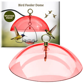 Birds Choice Red Dome cover with 10.5-inch dome shields feeders from rain.