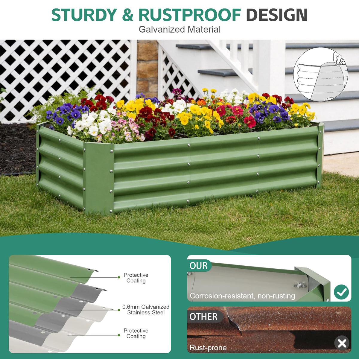 Bracing rods on BIRDSINYARD bed keep the frame rigid and stable.