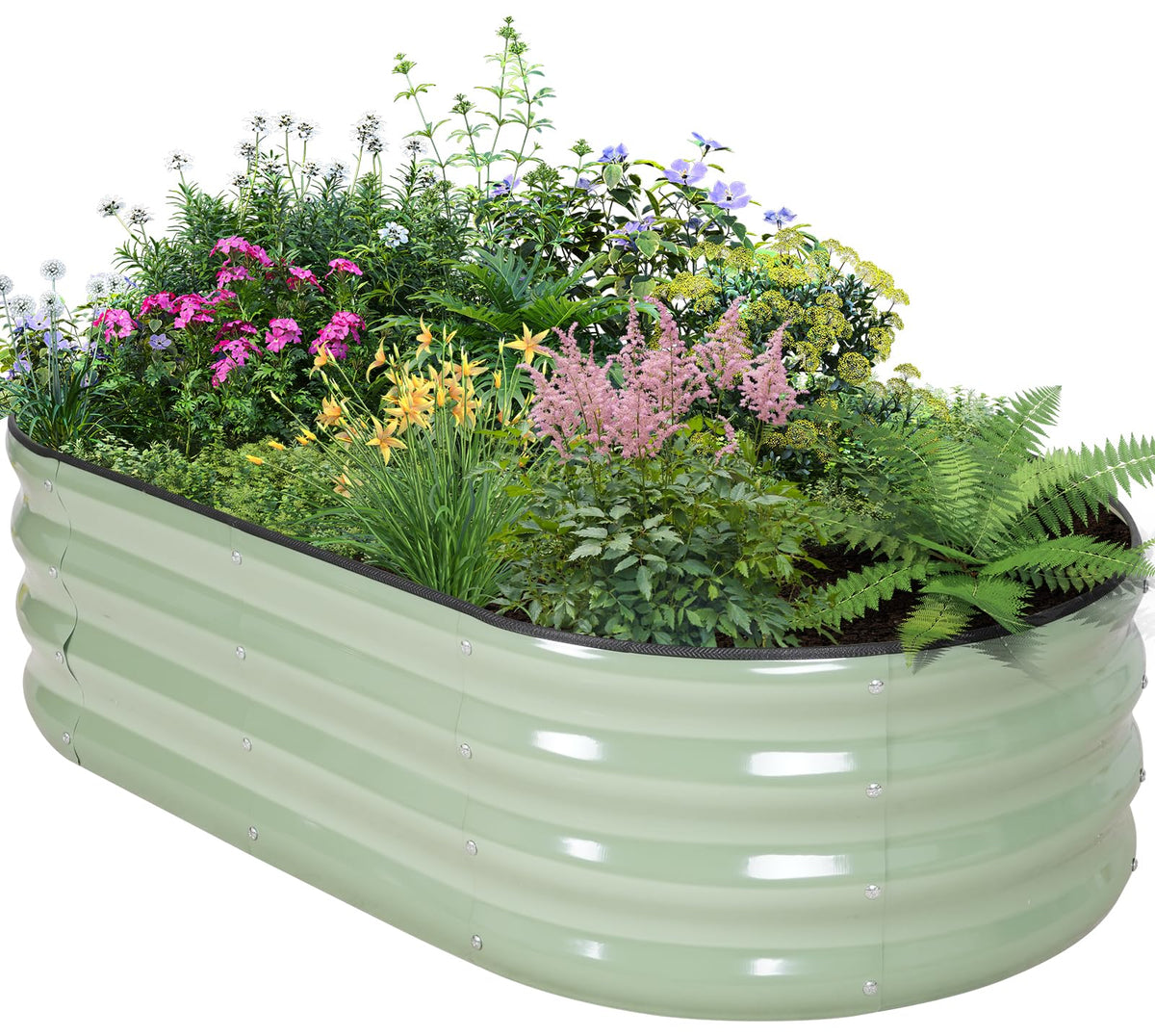 BIRDSINYARD galvanized raised bed with open bottom for drainage and root health.