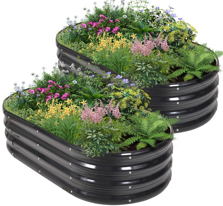 BIRDSINYARD galvanized raised bed front view showing a sturdy frame for vegetables and flowers