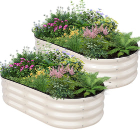 BIRDSINYARD galvanized raised bed two-pack, durable outdoor planter for vegetables.