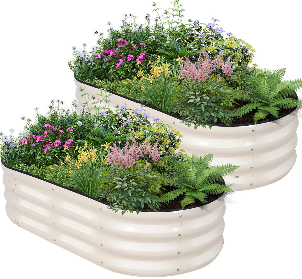 BIRDSINYARD galvanized raised bed two-pack, durable outdoor planter for vegetables.