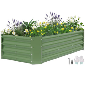 BIRDSINYARD galvanized raised garden bed 4x2x1ft visible outdoors, durable steel.