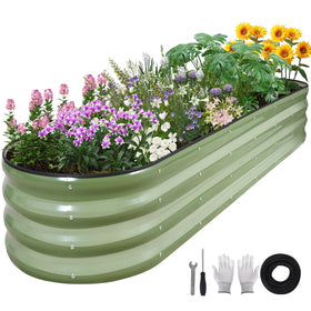 BIRDSINYARD oval planter front view, rust-resistant steel for long outdoor use.