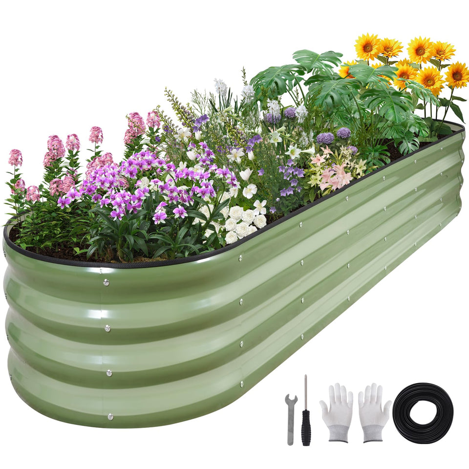BIRDSINYARD oval planter front view, rust-resistant steel for long outdoor use.