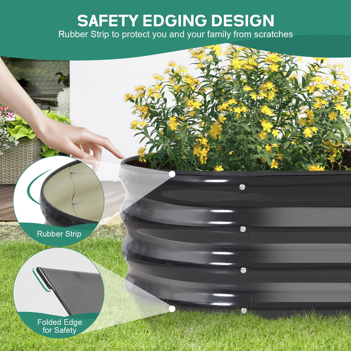 BIRDSINYARD safety edged top prevents injuries during gardening activities