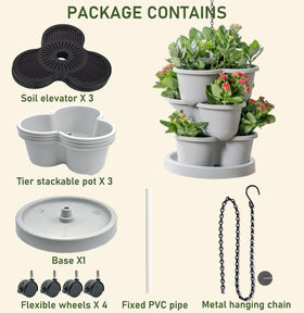 Birheatry hanging planter with wheels and hooks for easy repositioning.