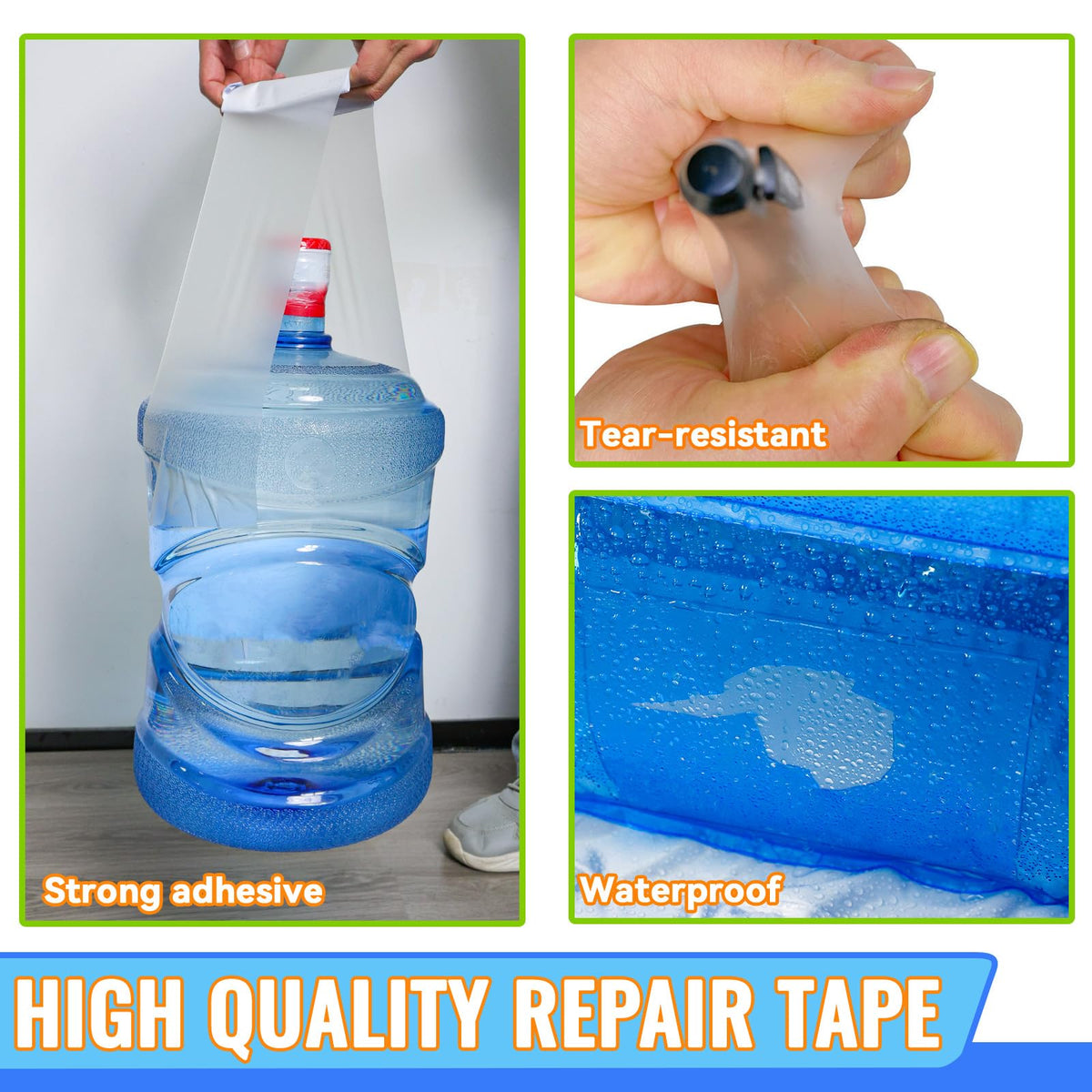 Birllaid waterproof-tape-adhesive sealing a pool float for lasting patch