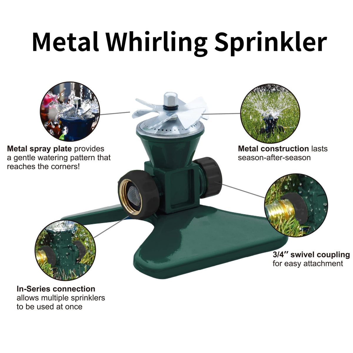 Biswing 360-degree coverage demonstrates even irrigation across the lawn