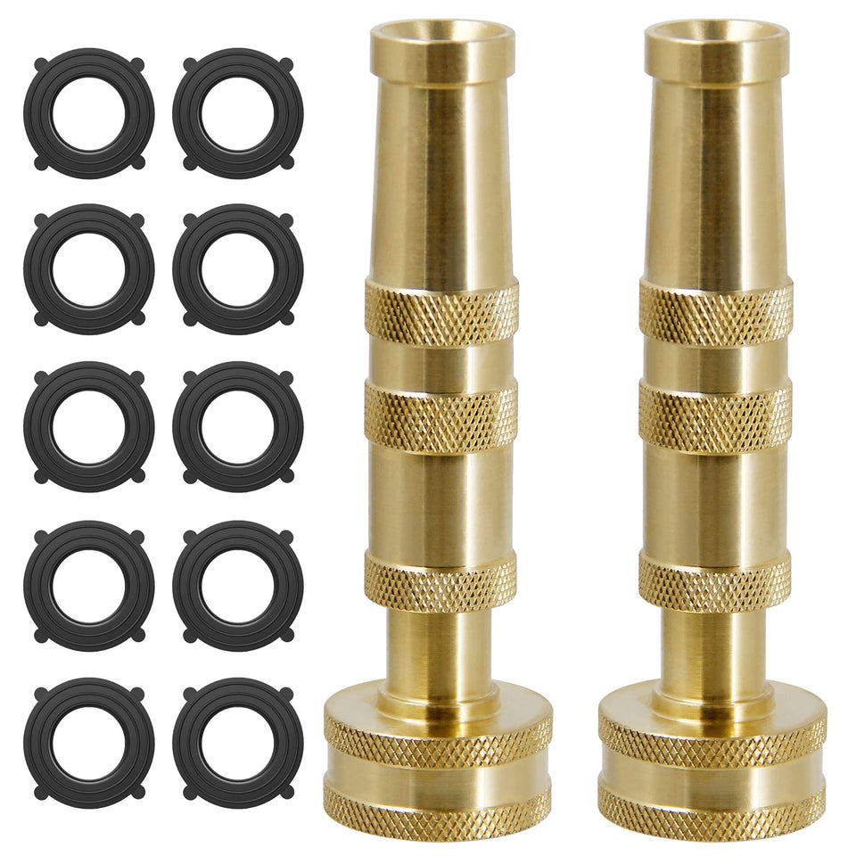 Biswing brass hose nozzle close-up showing durable construction for long-lasting garden use