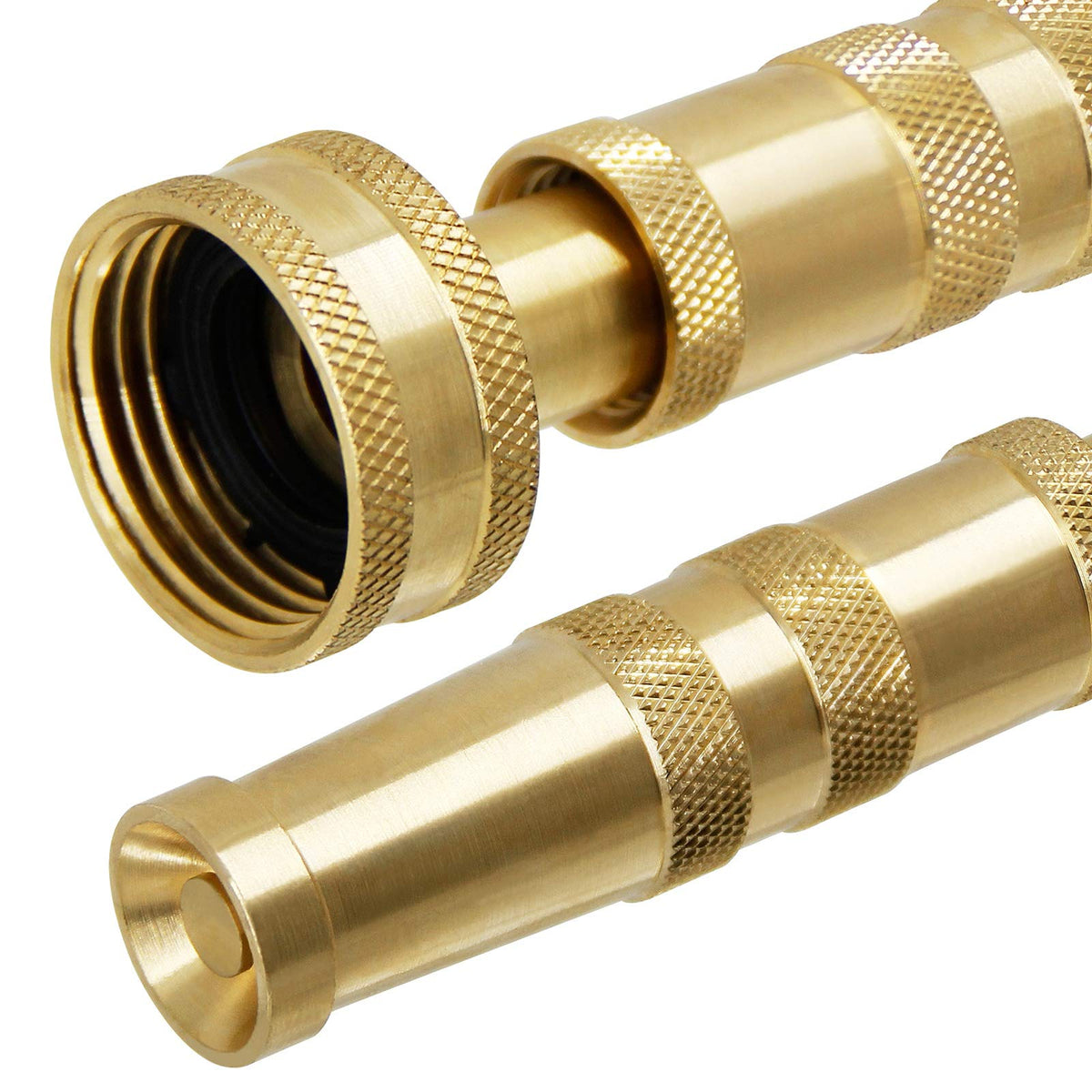 Biswing brass hose nozzle adjustable-jet in use offers versatile spray options
