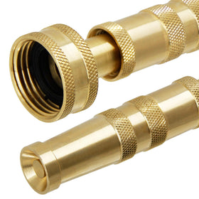 Biswing brass hose nozzle adjustable-jet in use offers versatile spray options
