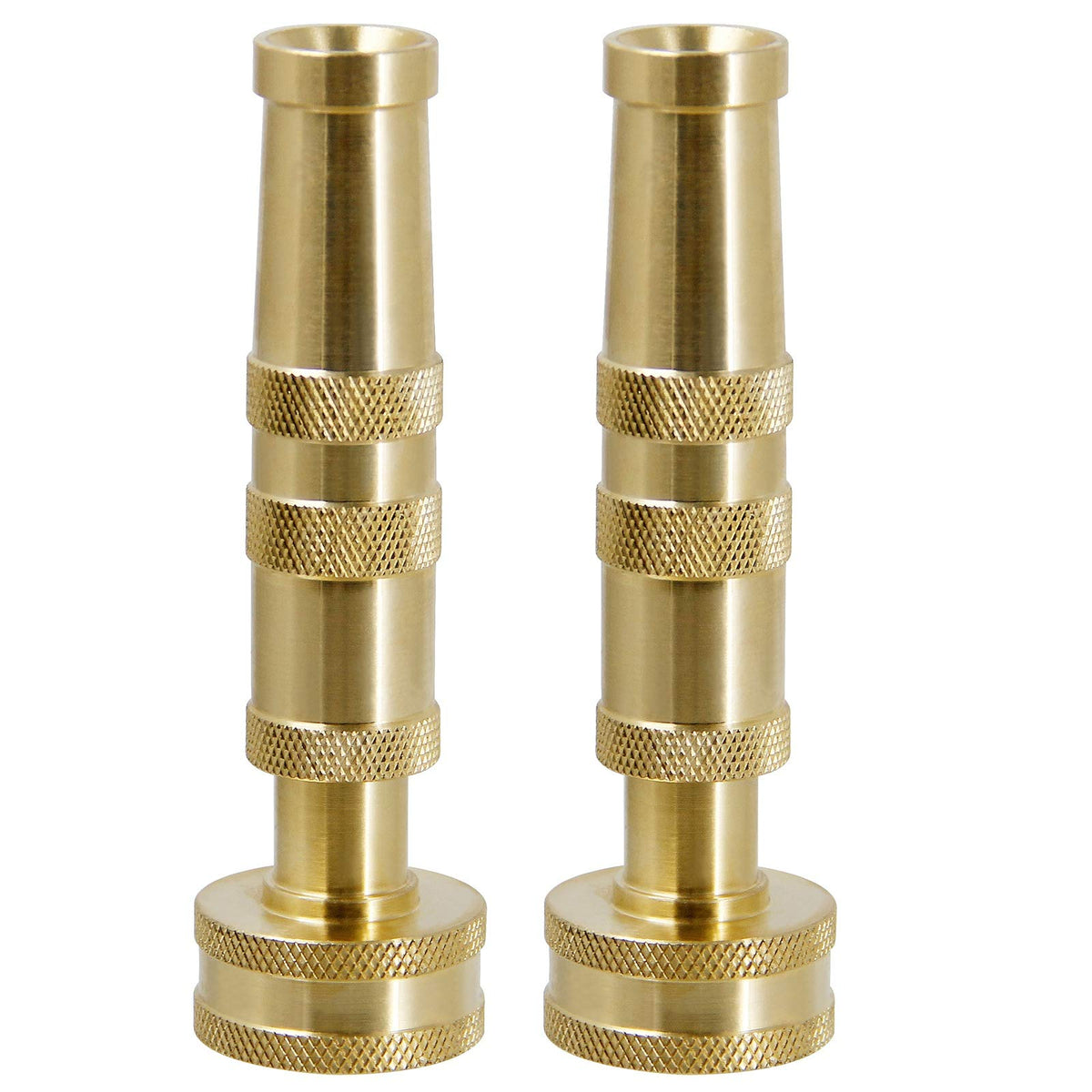 Biswing brass hose nozzle in use in a garden scene for watering tasks