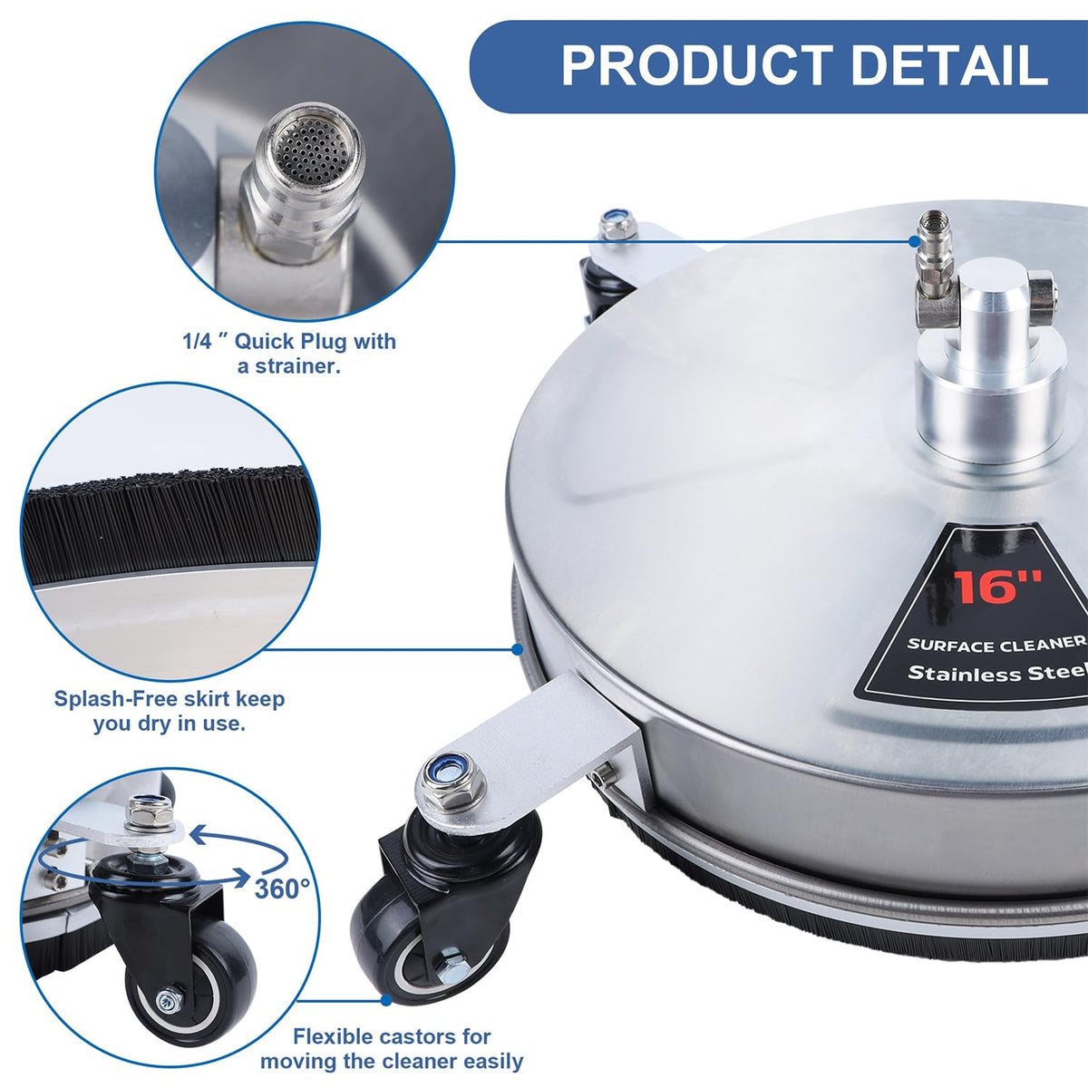 Biswing built-in filter prevents debris from clogging the inlet.