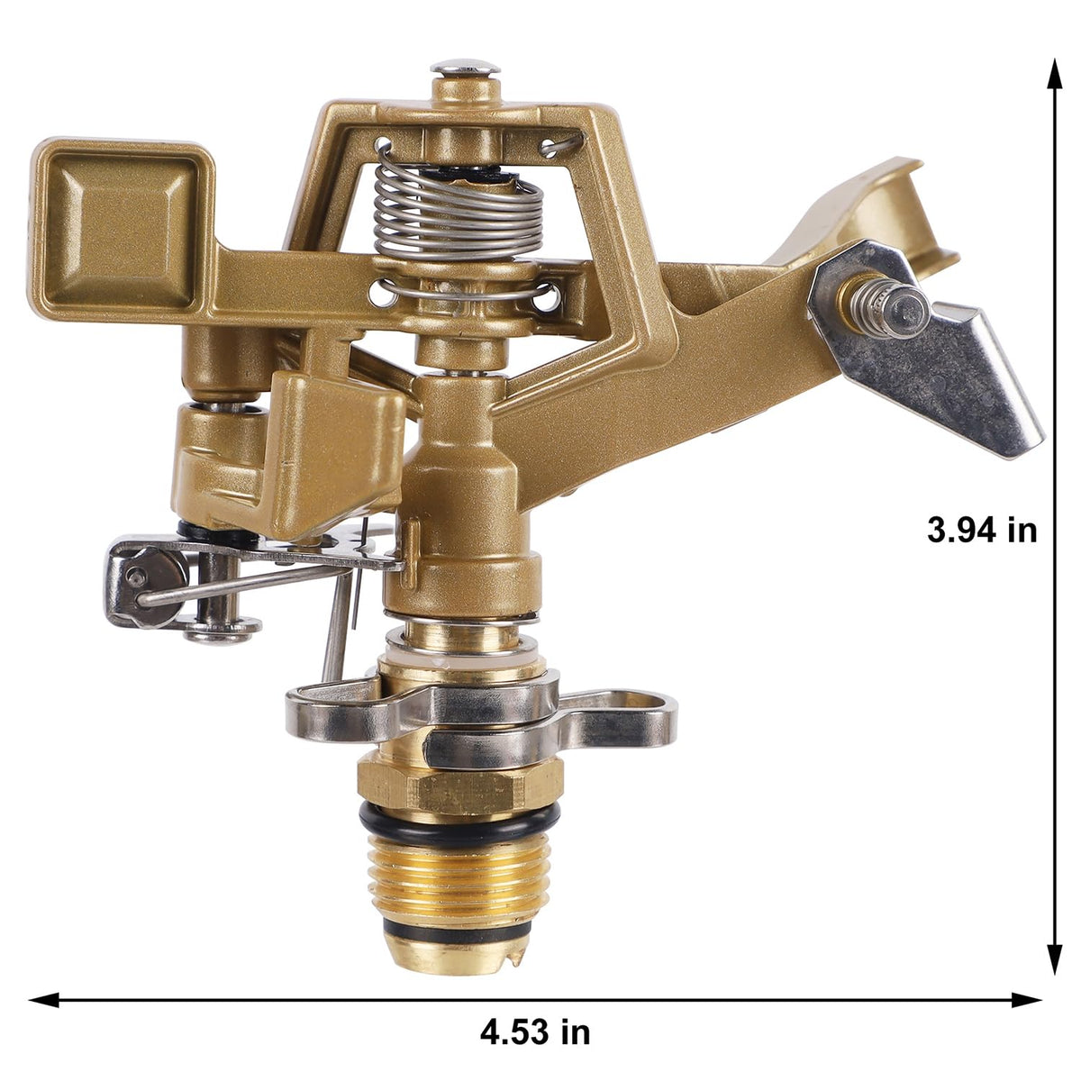 Biswing sprinkler demonstrates wide reach up to 70 feet in diameter for large areas.